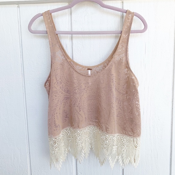 Free People Tops - FREE PEOPLE Semi Sheer Lace Tank Top M